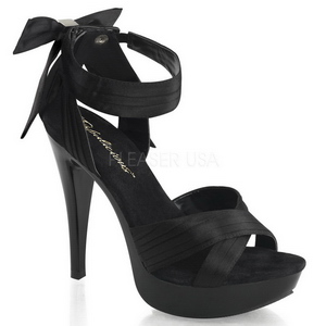 Schwarz Satin 13 cm COCKTAIL-568 Sandaletten mit hohen Absätzen