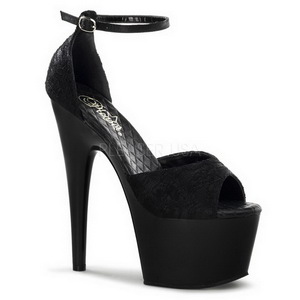 Schwarz Satin 18 cm Pleaser ADORE-768 Plateau High Heels