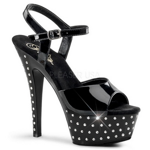 Schwarz Strass 15 cm STARDUST-609 Damenschuhe mit hohem Absatz