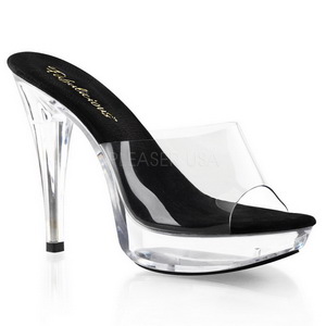 Schwarz Transparent 14 cm COCKTAIL-501 Plateau Mules Schuhe