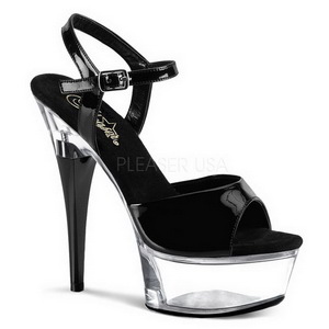 Schwarz Transparent 15 cm CAPTIVA-609 Plateau High Heels