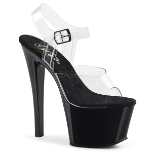 Schwarz Transparent 18 cm SKY-308 Plateau High Heels