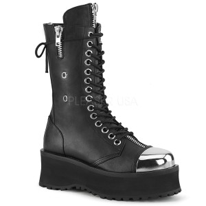 Schwarz Vegan 7 cm GRAVEDIGGER-14 demoniacult stiefel - unisex plateaustiefel