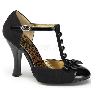 Schwarz Velour 10 cm SMITTEN-10 Rockabilly pumps mit niedrigem absatz