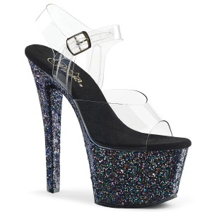 Schwarz glitter 18 cm Pleaser SKY-308LG pole dance high heels schuhe