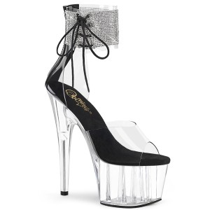 Schwarz strass 18 cm ADORE-724RS pleaser high heels mit knöchelmanschette