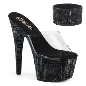 Schwarz strass 18 cm BEJEWELED-712RS pleaser high heels mit knöchelmanschette