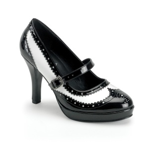 Schwarz weiss 10,5 cm CONTESSA-06 mary jane pumps rockabilly gangster