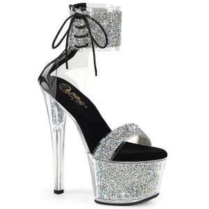 Schwarze 18 cm SKY-327RSI pleaser high heels mit strass knöchelmanschette