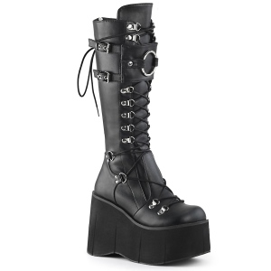 Schwarze Vegan 11,5 cm DemoniaCult KERA-200 gothic plateaustiefel