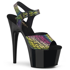 Schwarze high heels 18 cm ADORE-708N-LTP JELLY-LIKE stretchmaterial plateau high heels