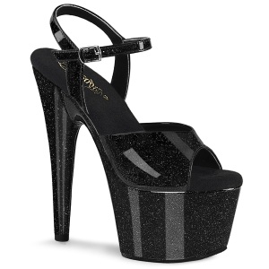 Schwarze high heels 18 cm ADORE-709GP glitter plateau high heels