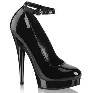 Schwarze lackpumps 15 cm SULTRY-686 high heel pumps mit fesselriemchen