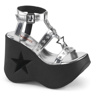 Silber 13 cm DemoniaCult DYNAMITE-12 emo schuhe wedge sandaletten