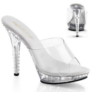 Silber 13 cm Fabulicious LIP-101LS Strass Plateau High Mules