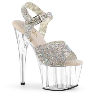 Silber 18 cm ADORE-708N-RS plateau high heels mit strass steinen