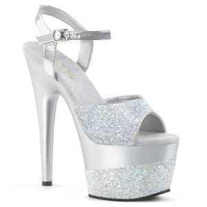 Silber 18 cm ADORE-709-2G glitter plateau sandaletten