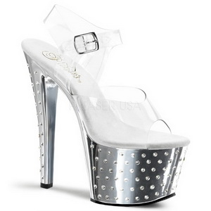 Silber 18 cm Pleaser STARDUST-708 Chrome Plateau High Heels