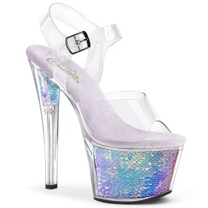 Silber 18 cm SKY-308MC Hologramm plateau high heels