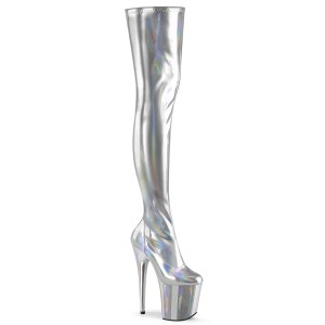 Silber 20 cm FLAMINGO-3000HWR Hologramm poledance overkneestiefel