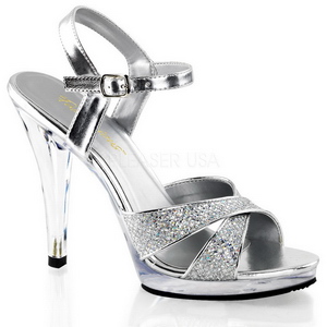 Silber Glitter 12 cm FLAIR-419G High Heel Sandaletten Damen