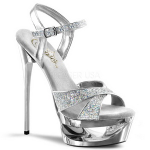 Silber Glitter 16,5 cm Pleaser ECLIPSE-619G High Heels Stilettos