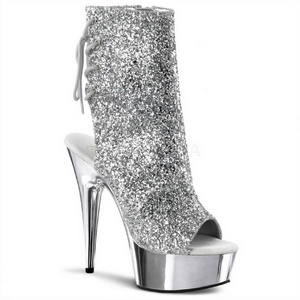 Silber Glitzern 15 cm Pleaser DELIGHT-1018G Plateau Stiefeletten