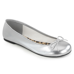 Silber Kunstleder ANNA-01 grosse grössen ballerinas schuhe