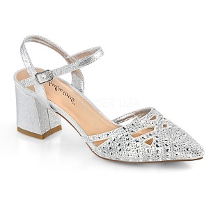 Silber glitzern 7 cm Fabulicious FAYE-06 Sandaletten mit high heels