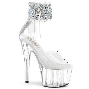 Silber strass 18 cm ADORE-724RS-02 pleaser high heels mit knöchelmanschette