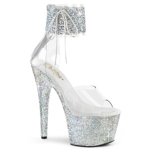 Silber strass 18 cm BEJEWELED-7-RS-02 pleaser high heels mit knöchelmanschette