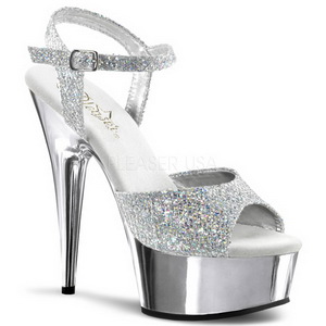 Silver 15 cm Pleaser DELIGHT-609G Chrome Platform High Heel