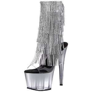 Silver 18 cm ADORE-1017RSFT womens fringe ankle boots high heels