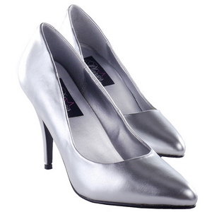 Silver Matte 10 cm VANITY-420 pointed toe pumps high heels