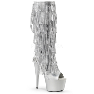 Silver Strass 18 cm ADORE-2024RSF womens fringe boots high heels