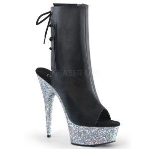 Silver glitter 15 cm Pleaser DELIGHT-1018LG Pole dancing ankle boots