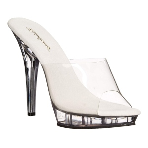 Transparent 13 cm Fabulicious LIP-101 Plateau Mules High Heels