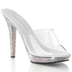 Transparent 13 cm LIP-101DM Mules Strass Heels