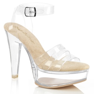 Transparent 13 cm MARTINI-505 Beige plateau high heels sandaletten