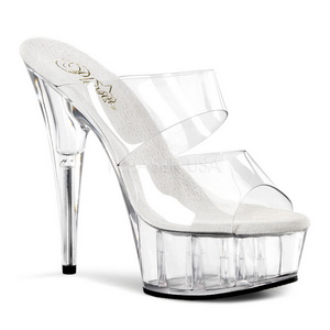 Transparent 15,5 cm Pleaser DELIGHT-602 Plateau Mules Schuhe