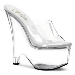 Transparent 16,5 cm Pleaser BEAU-601 Plateau Wedge Mules