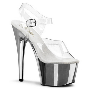 Transparent 18 cm ADORE-708 Chrome Plateau High Heels