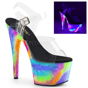 Transparent 18 cm ADORE-708GXY Neon plateau high heels