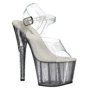 Transparent 18 cm ADORE-708MG glitter plateau high heels