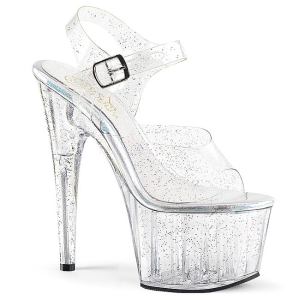 Transparent 18 cm ADORE-708MMG glitter plateau high heels