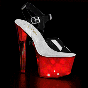 Transparent 18 cm DISCOLITE-708 stripper sandaletten mit LED licht