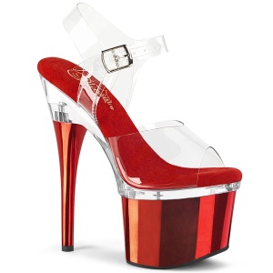 Transparent 18 cm ESTEEM-708 platform pole dance high heel sandals red