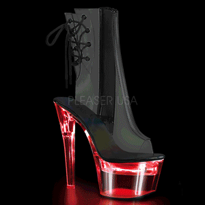 Transparent 18 cm FLASH-1018C-7 poledance stiefeletten mit LED plateau