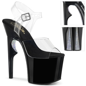 Transparent 18 cm LOVETHORN-708CRS pleaser sandaletten mit silber strass sohlen