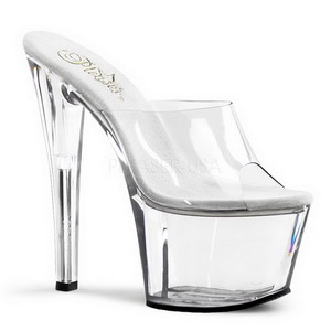 Transparent 18 cm PLEASER SKY-301 Plateau Mules Schuhe